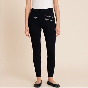 Philosophy Black Pants with Silver Zippers Slim Fit Size XS